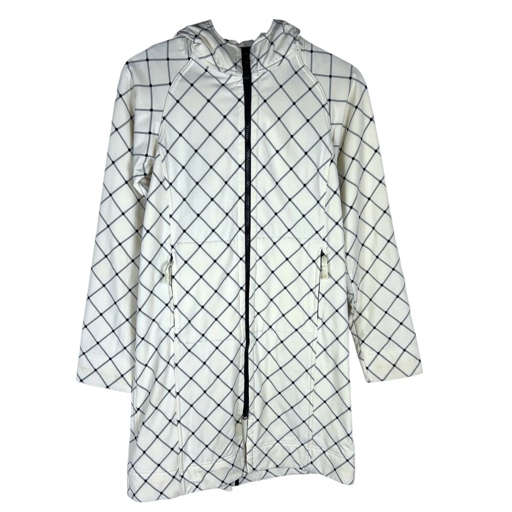 Lululemon Athletica Apres Yoga Rain Diamond Chevron Jacket Ivory / Gray Size 4